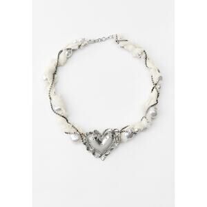 Nwt-Zara -PEARL JEWEL HEART NECKLACE
